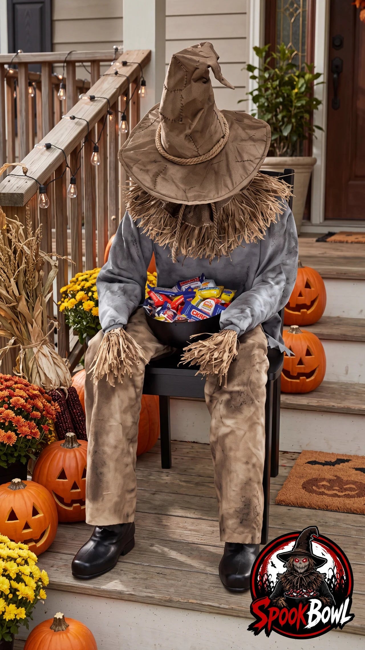 SpookBowl™ - Scary Sitting Scarecrow